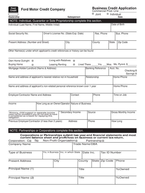 ford motor company credit application